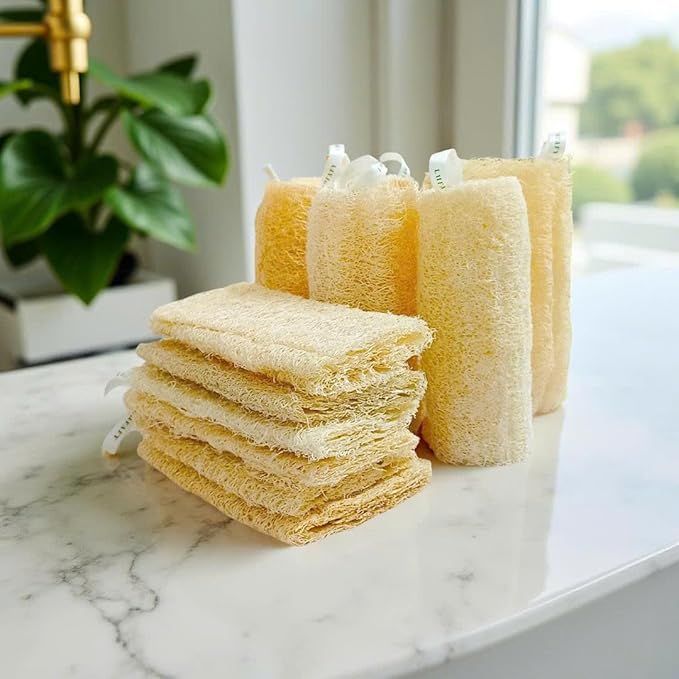 5‑Pack (6") Natural Loofah Sponge, Exfoliating Body Scrubber for Shower, Luffa Sponge, Bath & Kitchen – Plant-Based