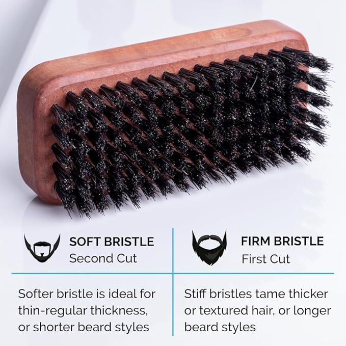 ZEUS Palm Beard Brush for Men, Soft 100% Boar Bristles, Gently Detangles, Smooths & Conditions Facial Hair, German-Made Pear Wood Handle (G92)