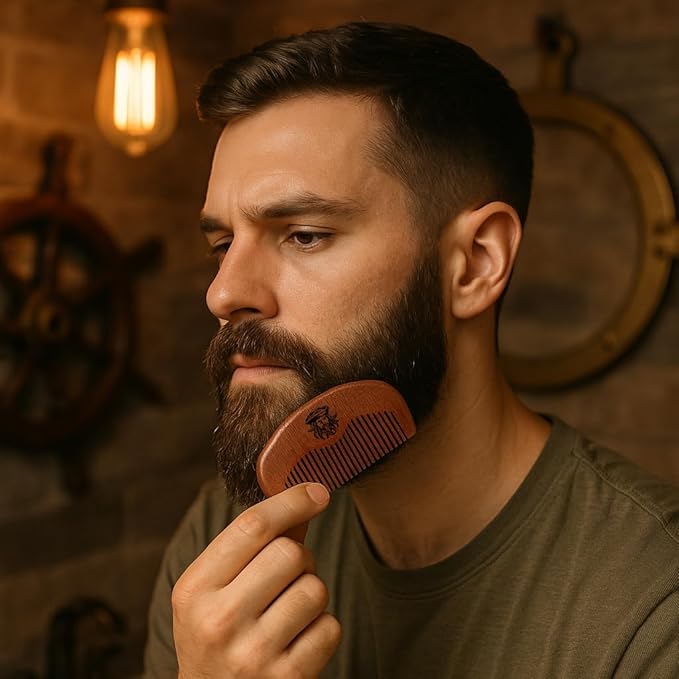 Barbanegra Beard and Mustache Wood Comb, Perfect for Balms and Oils, Anti-Static, Pocket Size for all types of Beards.