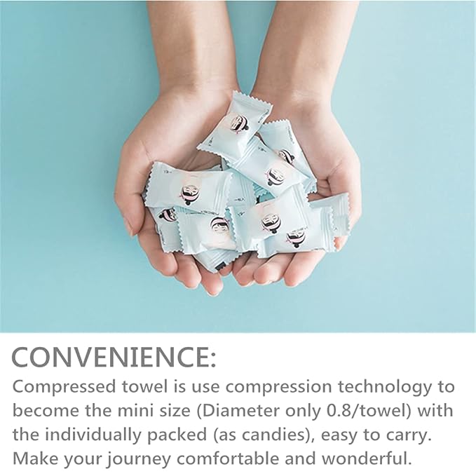 VanFn Disposable Towel, Compressed Towel, Mini Disposable Compressed Washcloth, Cotton Portable Disposable Compressed Towels Perfect for Travel, Home & Outdoor Activities, Nacai Series (50PCS)