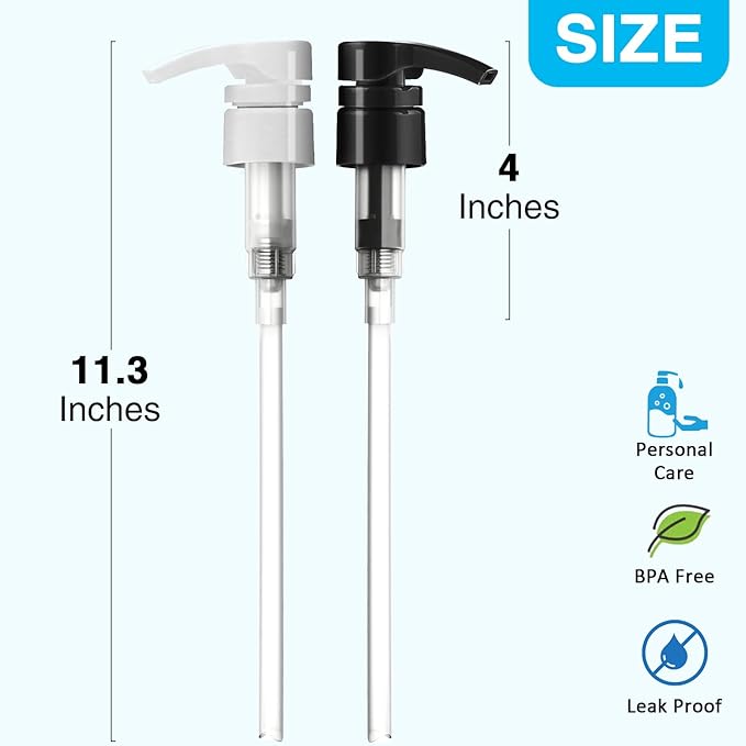 6 Pack White Universal Shampoo and Conditioner Pump for Bottle, Body Wash, Gel, 28/410 Shampoo Pumps for 1 Liter/33.8 Oz Bottles