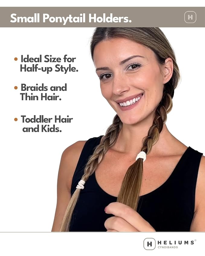 Heliums Small Hair Ties - Gold - 1 Inch Seamless No-Damage Ponytail Holders for Kids, Braids and Thin Hair - 20 Count