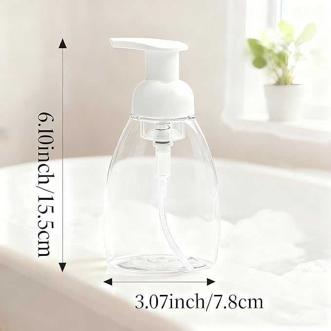 2-Pack Foaming Soap Dispenser Pump Bottles,Foam Hand Soap Dispenser with Refillable Plastic Container for Shampoo for Bathroom & Kitchen-Clear,8 oz(250ml)