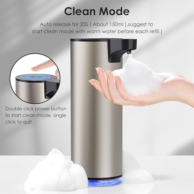 Automatic Soap Dispenser Foam Rechargeable: Touchless Soap Dispenser Stainless Steel with Sensor for Bathroom Kitchen