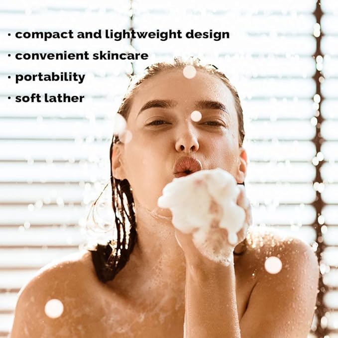 Disposable Bath Shower Sponge 1 Dozen-12 Counts . Easy to Carry, Clean Shower Supplies for Travel or Camping, White