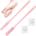 2 Pack Toe Cleaning Brush,15.7" Long Handle Silicone Foot Scrubber Bath Brush Bathroom Cleaner for Seniors Elderly Men and Women (Pink)