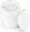 Natural Marble Canister, Cotton Swab Holder with Lid, High Capacity Bathroom Qtip Holder Storage for Cotton Swab, Floss Picks, Makeup Pad, Bath Salt, Jazz White(NS020)