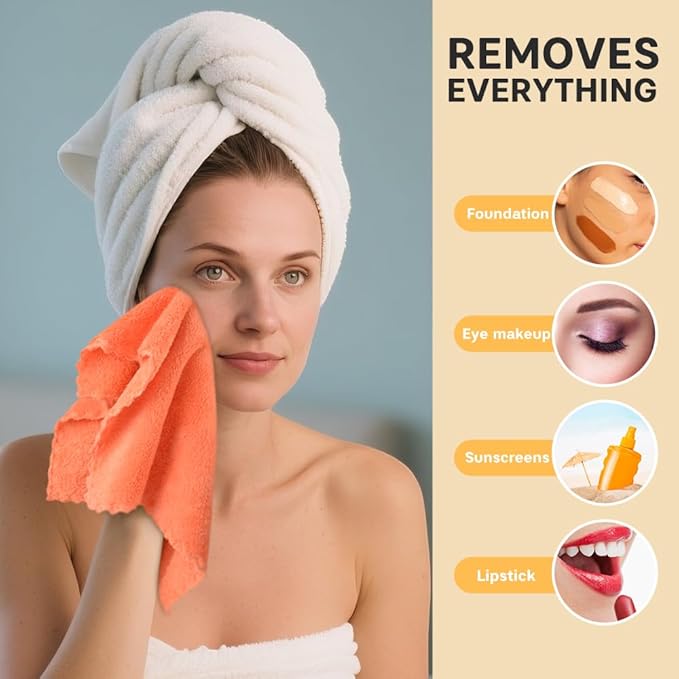 Microfiber Face Cloth Reusable Makeup Remover Facial Cleansing Towel Ultra Soft Face Washcloth 12inchx12inch