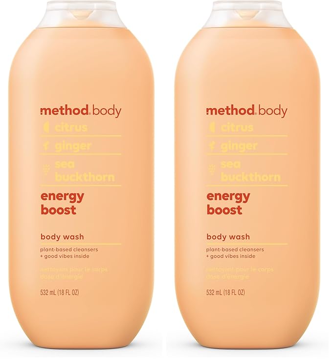 Method Body Wash, Energy Boost, Paraben and Phthalate Free, 18 oz (Pack of 2)