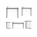 patu Zipper Mesh Bags, Pack of 5 (XS/S/M/L & Long Pouch), Beauty Makeup Cosmetic Accessories Organizer, Travel Toiletry Kit Set Storage Case, Gray