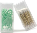 Cotton Swab Holder for Travel, 2 Pcs Portable Small Dental Floss Holder Clear Plastic Cotton Pad Holder, Travel Floss Picks Case Storage Containers with Dustproof Lid