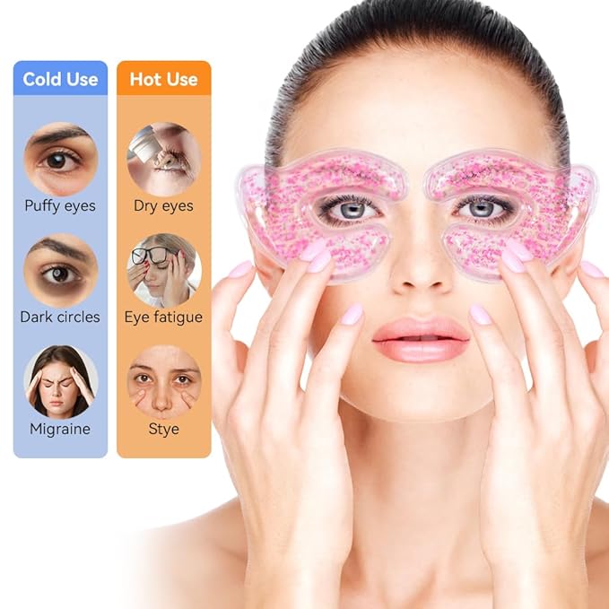 Reusable Eye Pads 6 Pairs, Silicone Face Patches and Gel Under Eye Pads Cold Warm Eye Compress for Reduce Puffiness Circles Wrinkle Cooling Eye Mask Ice Packs Gift for Women Girls