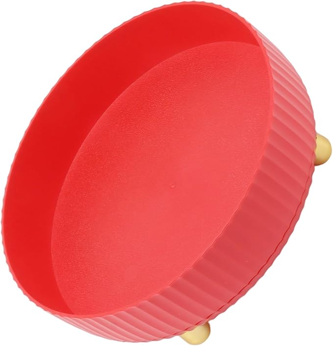 Fydun Rotating Plate, 360 Degree Storage Rack Organizer Round Cosmetic Shelf Basket Turntable for Kitchen Cabinet Pantry Small White Lazy Susans Refrigerator (Red)