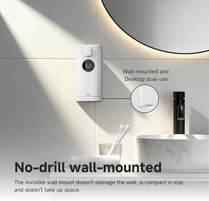 Automatic Foaming Soap Dispenser 350ml Touchless - Smart Hand Soap Dispenser with LED Smile Timer, Type-C Rechargeable 180-Day Battery, IPX7 Waterproof, Wall Mounted for Bathroom & Kitchen