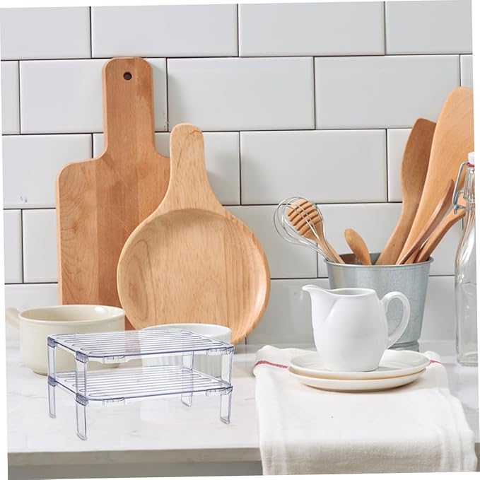 2pcs stacking shelf freezer rack Kitchen Storage Rack foldable cabinet shelf kitchen fridge organizer stackable shelves refrigerator organizer clear as supplies fruit
