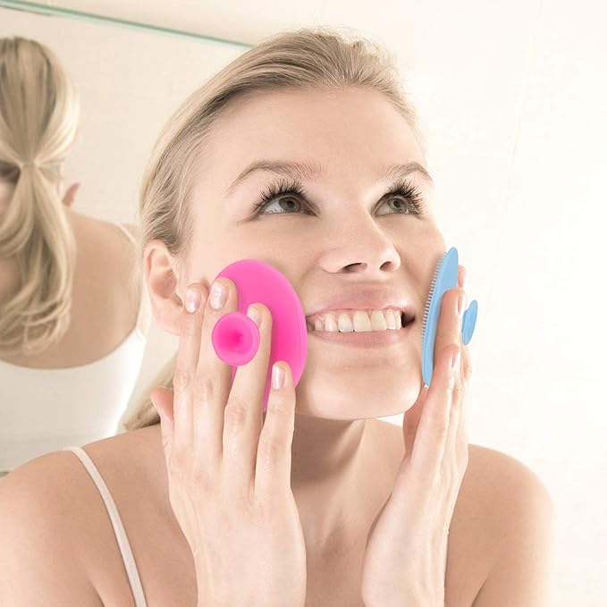 Face Scrubber,2 Pack Soft Silicone Scrubbies Facial Cleansing Pad Face Exfoliator Face Scrub Face Brush Silicone Scrubby for Massage Pore Cleansing Blackhead Removing Exfoliating,Cool Gift for Girl