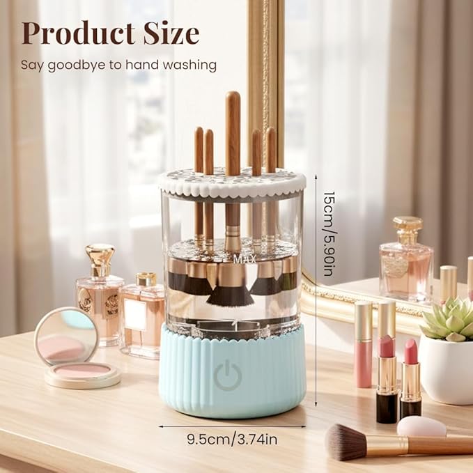 Electric Makeup Brush Cleaner Machine, Multi-Functional Cosmetic Brush Cleaner, Portable Automatic Makeup Brush Cleaning Solution With Dryer-Holder for All Brush Sizes (Pink)
