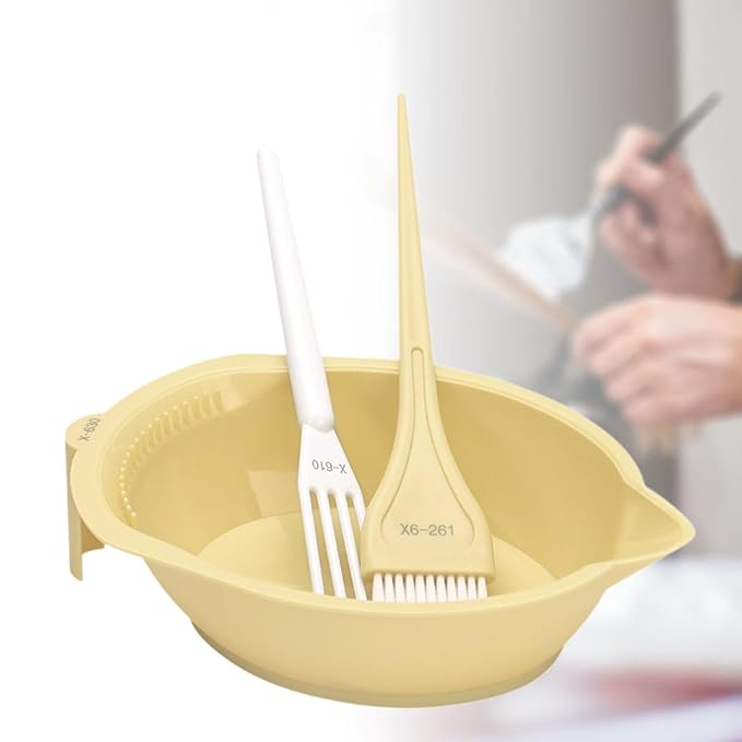 Hair Dye Coloring Set Color Mixing Tool Professional Hair Coloring Bowl Soft Bristle Brush, Yellow