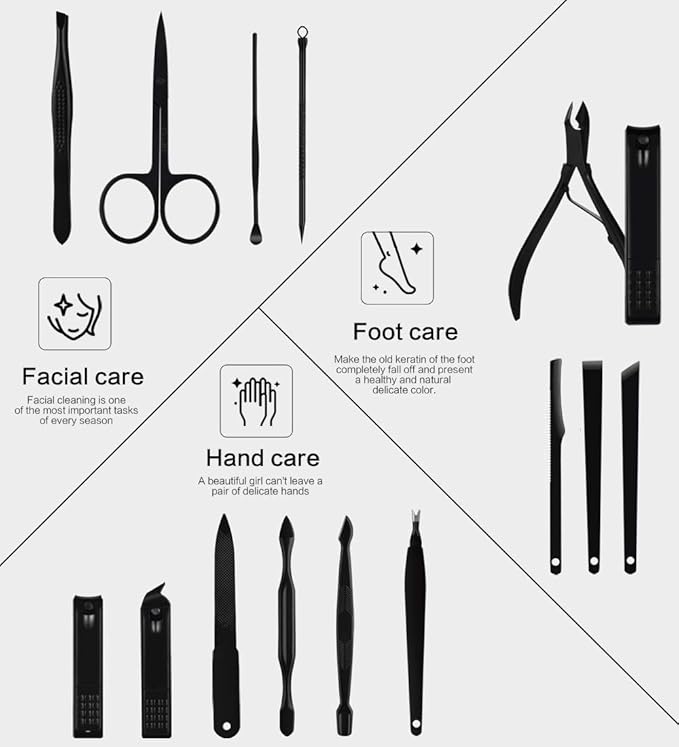 Nail Clippers Sets High Precisio Stainless Steel Nail Cutter Pedicure Kit Nail File Sharp Nail Scissors and Clipper Manicure Kit Fingernails & Toenails with Portable Stylish case (Yellow 15-Pieces)