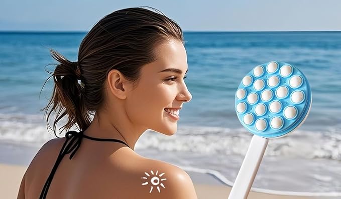Lotion Applicator for Back - Back Lotion Applicator for Women Men Elderly - Curved Long Handle Easy Reach Self Apply Body Cream,Sunscreen,Moisturizer
