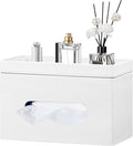 Fanousy Large Tissue Box Cover Rectangle with Tray on Top, PU Leather Facial Tissue Holder with Storage, Fits 230-Count Family Size Kleenex, Modern Nightstand Organizer for Bathroom Office Home Decor