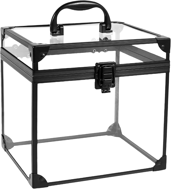 Makeup Box,Clear Cosmetic Case with Latches and Handle Large Capacity Toiletry Organizer Box Travel Makeup Tools for Vanity Bathroom Counter Dresser(black)