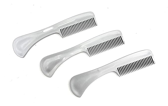 G.B.S Ultimate & Unbreakable Men's Grooming Comb for Beards and Mustaches - Fine-Toothed Saw-Cut Metallic Gray Comb, Small Pocket Size (3 Pack)