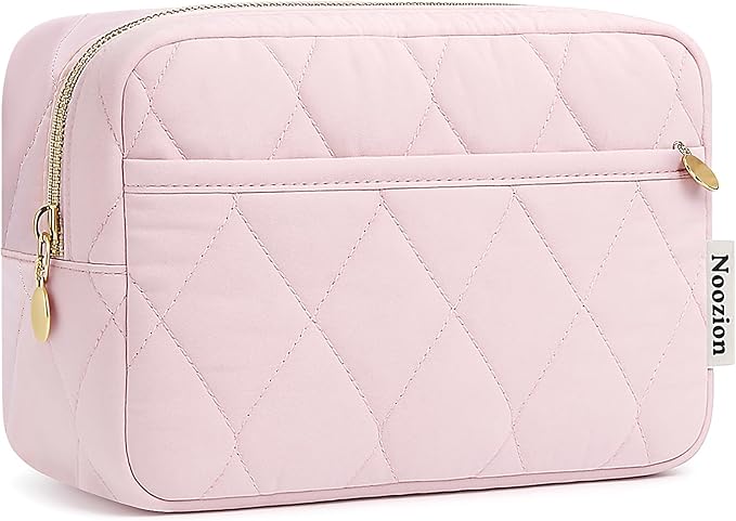 Noozion Makeup Bag Travel Toiletry Bag, Puffy Padded Cosmetic Bag for Women, Makeup Organizer Case, Wide-open Pouch Purse, Travel Essentials