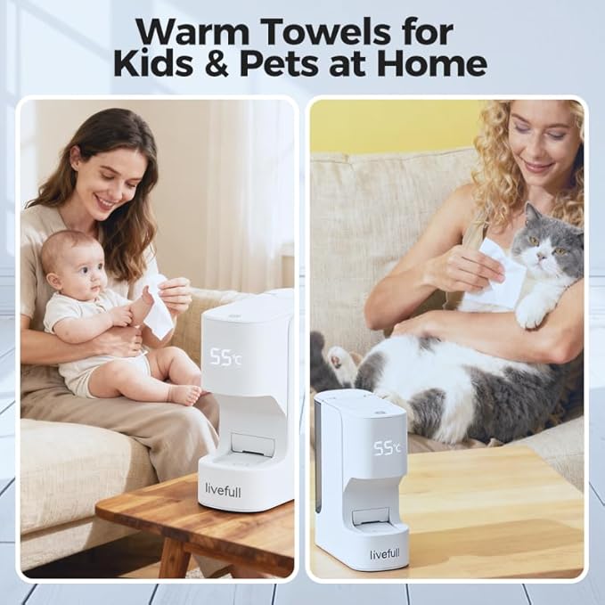 Hot Face Towel Heater Machine, Towel Warmer, 55°C Constant Temperature, 20 Compressed Towels, Smart Voice Alerts, Auto Heating & Dispensing, White