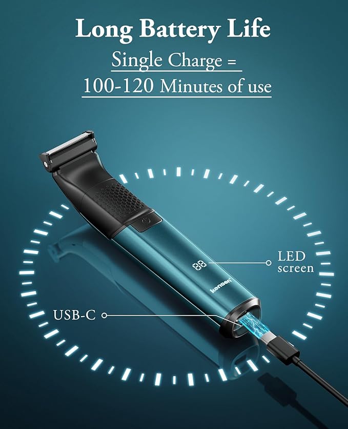 Body Hair Trimmer for Men - 2 in 1 Dual-Head Electric Shaver & Groomer, Ball Shaver with 30° Rotating Blade Adjustable Comb Mens Electric Razor IPX6 Wet & Dry for Face Groin Pubic Hair Trimmer Green