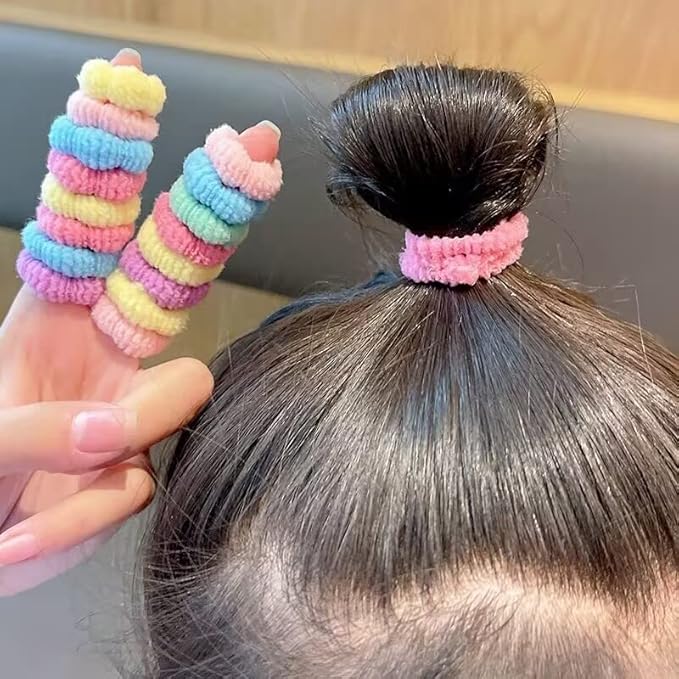Tiny Hair Ties for Toddler Girls,120pcs,No Damage Baby Hair Ties for Kids, Seamless, Soft Cotton Small Hair Elastic Pony Tail Tie, Small Hair Scrunchies