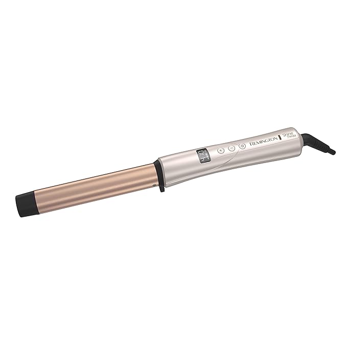 REMINGTON Shine Therapy Argan Oil & Keratin Infused 1 Inch Straight Barrel Curling Wand for Loose Waves, Includes Heat Glove