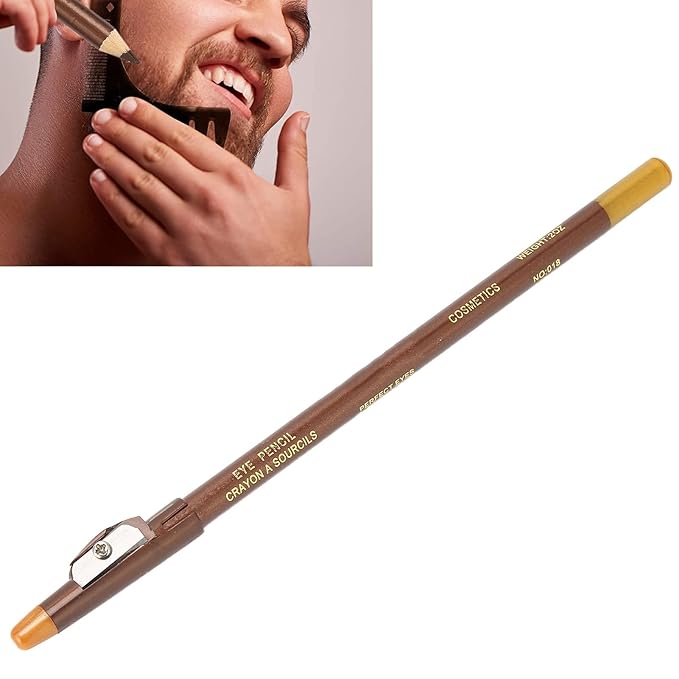 ANGGREK Beard Lineup Pen, White Hairline Pen Professional Beard Pencil Filler Household Beard Pencil Liner Shaping Styling Tool(Light Brown)