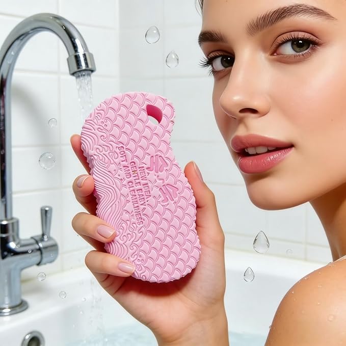 Magic Exfoliating Bath Sponge, 2026 New Upgraded Magic Exfoliating Body Scrubber, 3D Super Soft Bath Shower Sponge for Body Removes Dead Skin (2PCS)