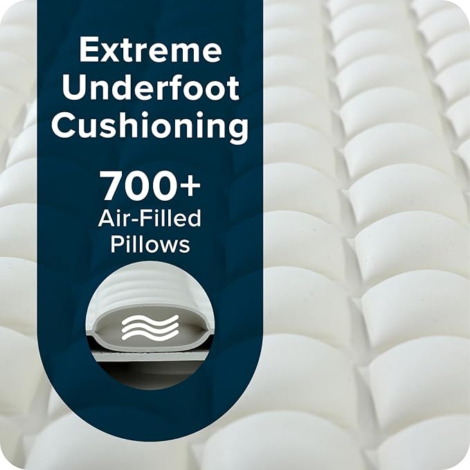 SlipX Solutions Pillow Top Cushioned Bath Mat, Non Slip Comfort Underfoot, 700 Air-Filled Pillows, Soft Shower Mat, Strong Suction Cups, Cream