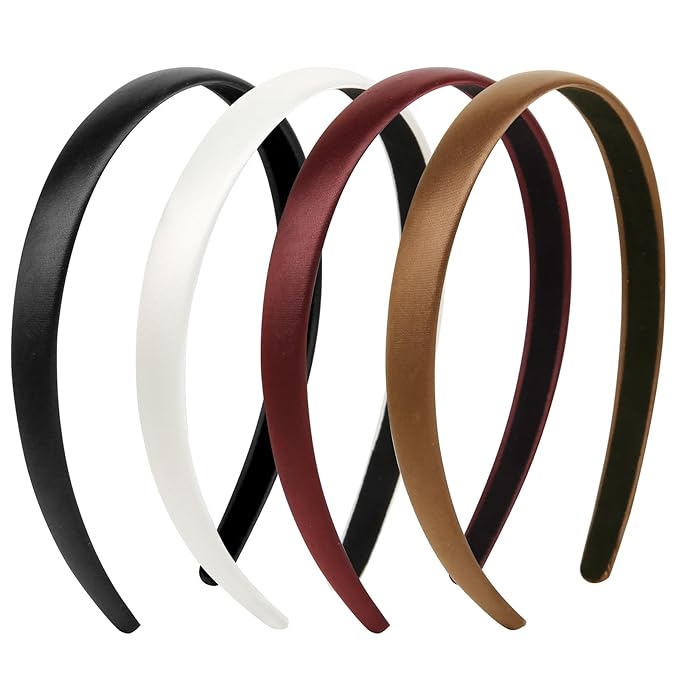 Headbands for Women Non Slip Thin Satin Hairbands Trendy Headband for Women's Hair Cute Vintage Hair Accessories 4 PCS