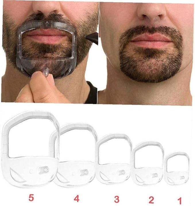 5pcs/Set Beard Shaper Men Beard Shaping Tool Mustache Styling Comb Stencil Hair Trimming Template Beard Grooming Guide Gift