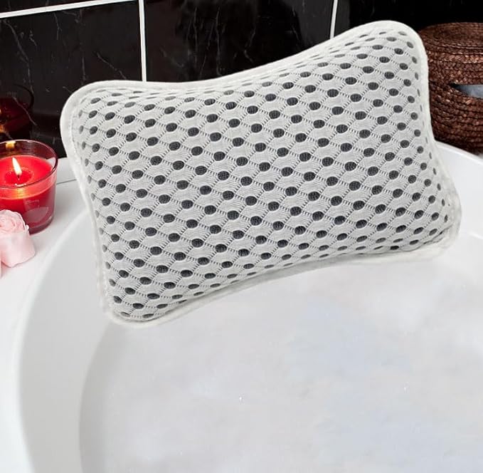 Bath Pillows for tub,Home Spa Pillows for Bathtub, Hot Tub,Head and Neck Support with 2 Strong Suction Cups,Grey