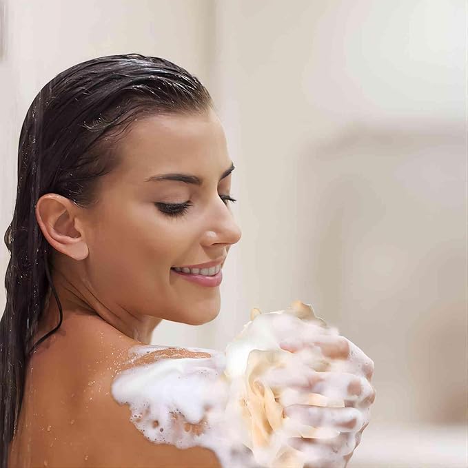 Fishent Loofah Bath Sponge Shower Loofahs, 4 Pack Soft Loofa Exfoliating Body Scrubber Mesh Shower Puff Pouf Ball Luffa for Men and Women(50g/pcs) (Black)