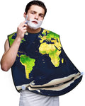 World Map Print Beard Bib Apron For Men, Beard Hair Catcher For Men Shaving Trimming,Beard Cape Cloth