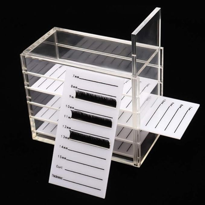 5 Layers Acrylic Clear False Eyelash Organizer Case, Cosmetic Makeup Storage Box for Grafting Lash Extension (Eyelash Box)