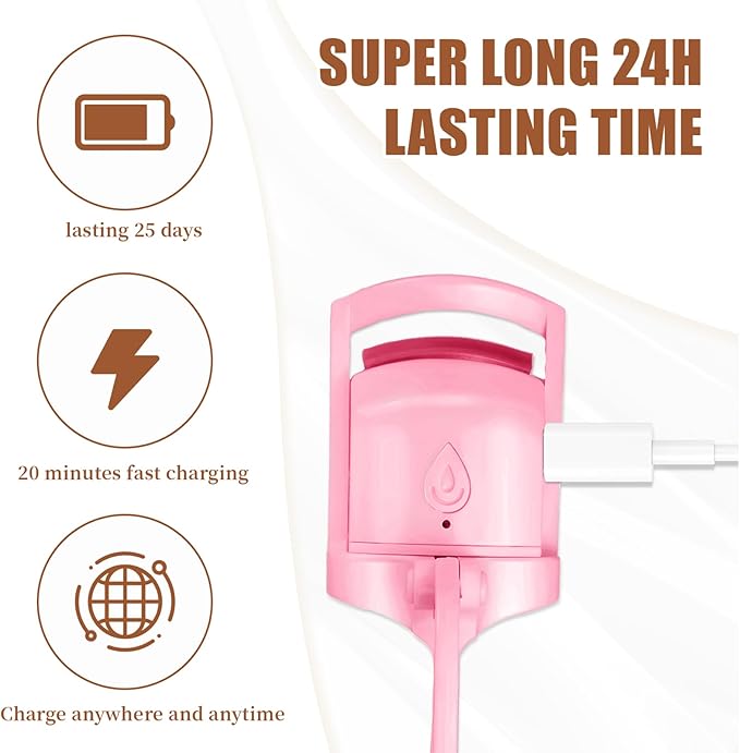Heated Eyelash Curler Fast Heat Up in 5s - C-Shaped Rechargeable Electric Eyelash Curler for 24H Long Lasting Curls - Safe Anti-Burn Lash Curler Elevate Your Beauty with Stunning Lashes