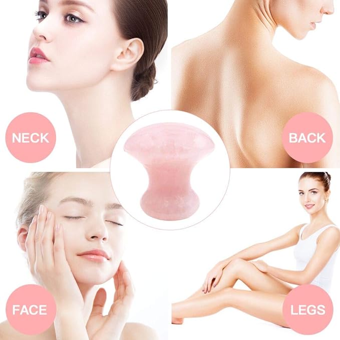 2pieces Gua Sha Tool,Gua Sha Scraping Massage Tool,Crystal Chakra Healing Stone,Mushroom Shape Guasha Facial Massage Stone for Eye Face Neck Skin Body Beauty Spa Relaxing Set(Rose Quartz)