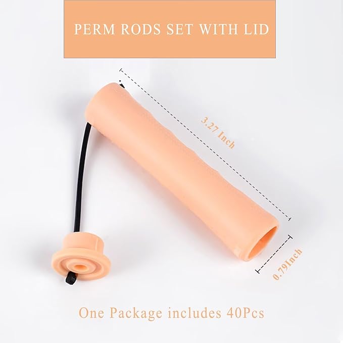 20Pcs Perm Rods Set for Natural, Long, and Short Hair - Plastic Cold Wave Rods for Women's Hair Curling and DIY Hairdressing(Beige)