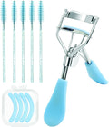 BenePoint Eyelash Curler, Lash Curler with Bonus 4Pcs Replacement Lash Pads& 5Pcs Eyelash Spoolies, Eyelash Curler Kit Portable Travel Eyelash Curler for Eyelash Extension (Blue)