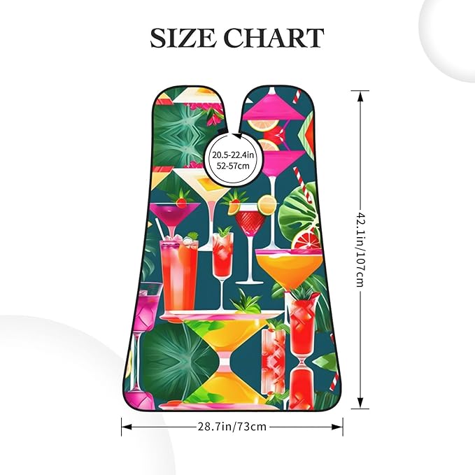 Tropical Cocktail Print Beard Bib Apron For Men, Beard Hair Catcher For Men Shaving Trimming,Beard Cape Cloth