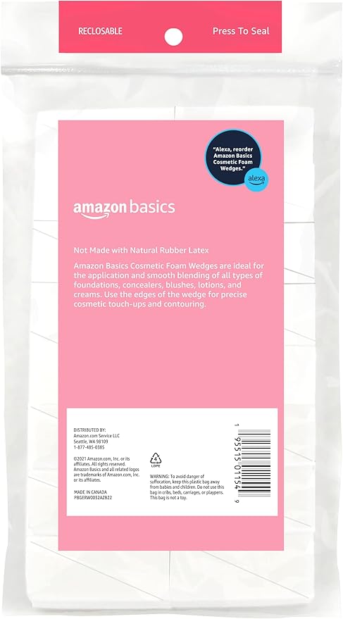 Amazon Basics Cosmetic Foam Wedges For Makeup, 32 Count (Pack of 2)