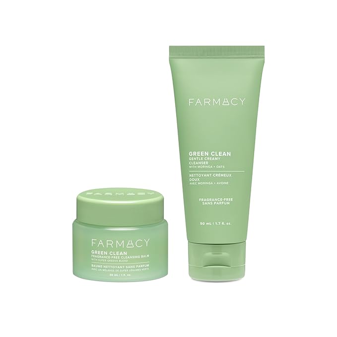 Farmacy Gentle Double Cleanse Skincare Gift Set - Fragrance-Free Gentle Creamy Face Cleanser & Makeup Remover Cleansing Balm - Melts Away Makeup & Helps Promote Healthy Skin (2 Count)