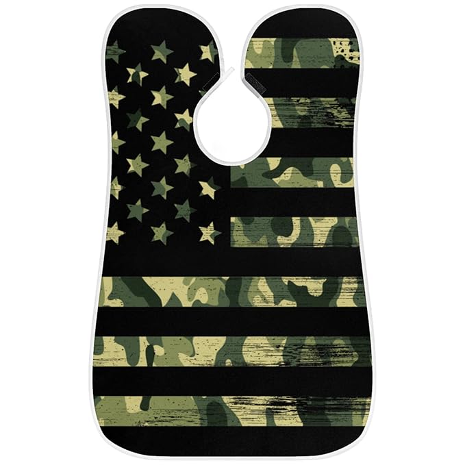 Camo Flag Beard Bib Apron,Beard Hair Catcher,Non-Stick Beard Shave Cape,Shaving Trimming Non-Stick Waterproof Grooming Gifts for Dad Men Him Boyfriend