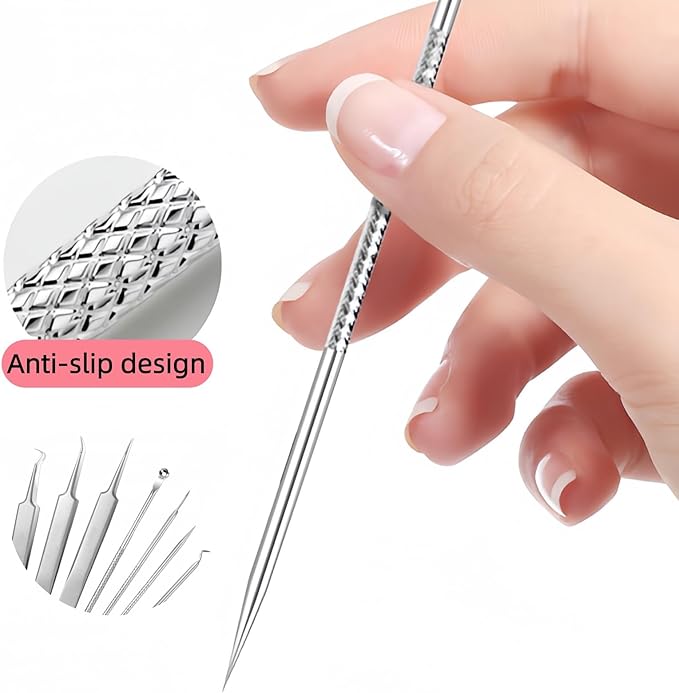 8 Pcs Blackhead Remover Comedone Extractor, Acne Removal Kit, Manual Pimple Popper Tool for Quick and Easy Removal of Pimples, Blackheads on Forehead, Facial and Nose (8 Pack)